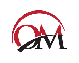 OM red letter logo swoosh
