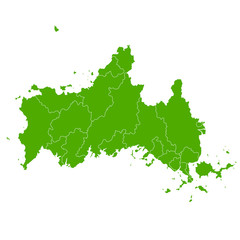 Obraz premium 山口 地図 緑 アイコン