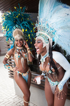 Samba dancers taking a break, Rio De Janeiro, Brazil