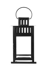 Black metal lantern isolated on white