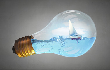 Boat in light bulb