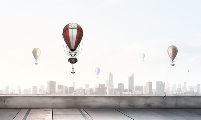 Fototapeta na wymiar Air balloon in summer sky