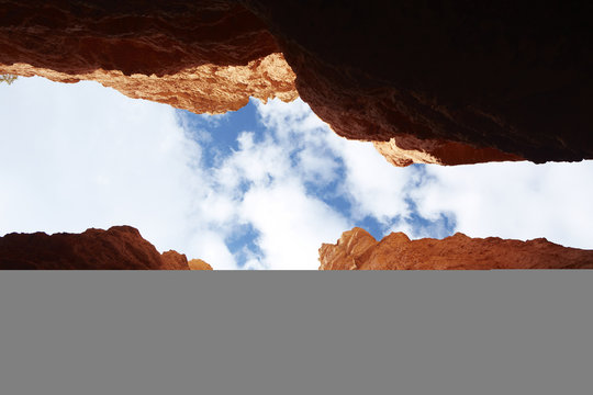 Looking up from Navajo Loop, Bryce Canyon National Park, Utah, USA