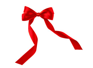 Red ribbon bow isolated on white