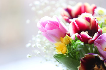 Bouquet of fresh flowers, close up