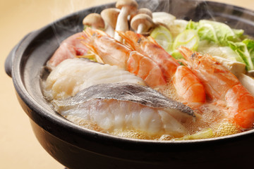 海鮮　寄せ鍋　Japanese seafood hot pot