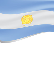 Waving flag of Argentina on white background