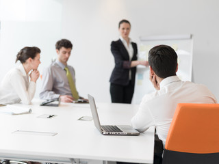 Fototapeta premium group of young business people on meeting at modern startup off