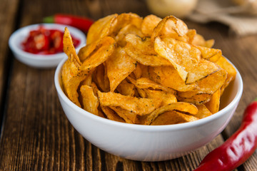 Heap of Chilli Potato Chips (selective focus)