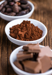 Milk Chocolate on wooden background