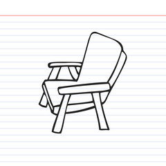 Chair doodle icon with paper background
