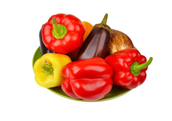 Eggplant and pepper on plate