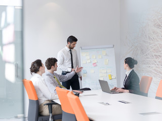 group of young business people  on meeting at modern startup off