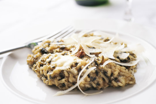 Risotto with parmesan garnish