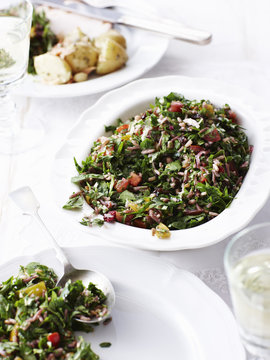 Still life of festive tabouleh, fresh salad
