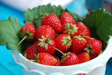 Fresh strawberry in bucket