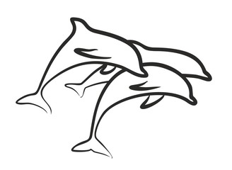 Logo of dolphins in a jump. 