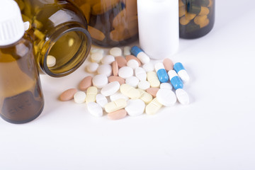 Colorful pills and tablets.