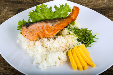 Roasted salmon steak