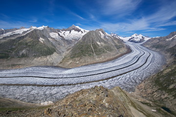 Panoramic view of Aletsch glacier from Eggishorn
