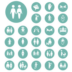 Set of twenty seven family icon