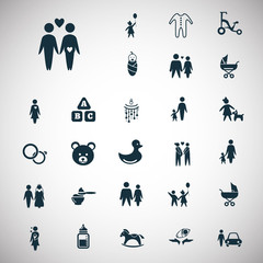 Set of twenty seven family icon
