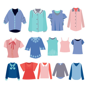  Vector fashion women's shirts and blouse