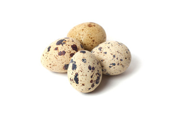 Fototapeta na wymiar Quail eggs are isolated on a white background.