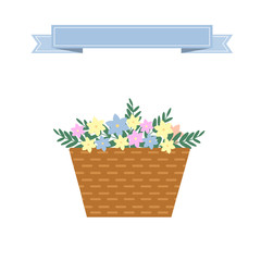 Wattled basket with flowers