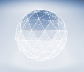 3d spherical object with lattice wire-frame mesh