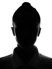 Hidden face in the shadow.Female silhouette.