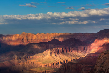Fototapeta na wymiar Grand Canyon, Arizona, scenery, profiled on sunset sky, with selective light and shade