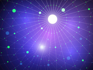 Abstract scheme background with  lattice sphere and nodes.