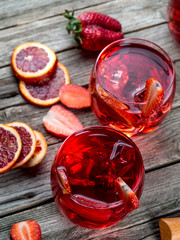 Blood orange strawberry rum punch