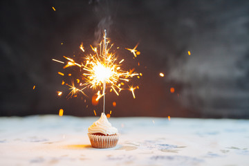 Birthday Cupcake with a sparkler 