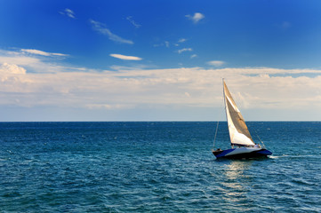 Fototapeta na wymiar sailing boat in the Mediterranenan sea of Apulia, Italy