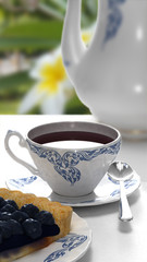 Cup Coffee White Thailand Stripes and Blueberry Pie