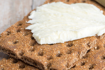 dry rye crisp bread and butter