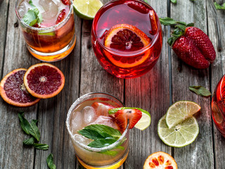 Various fruit cocktails