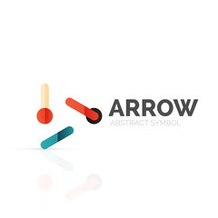 Linear arrow abstract logo, connected multicolored segments of lines in directional pointer figure
