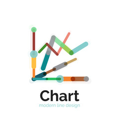 Thin line chart logo design. Graph icon modern colorful flat style