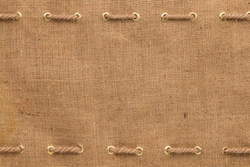 Burlap with two lines of rope