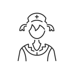 line icon woman nurse icon, old clothe style