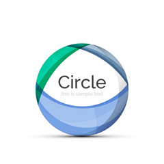 Circle logo. Transparent overlapping swirl shapes. Modern clean business icon
