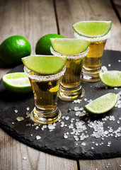 Gold mexican tequila shot