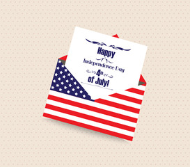 Happy 4th of July greeting card with envelope