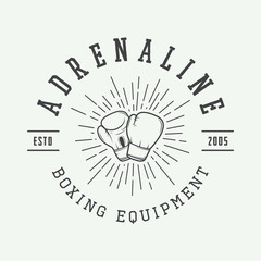 Boxing and martial arts logo, badge or label in vintage style.