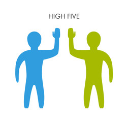 Two people and a friendly high five. Teamwork and successful high five.