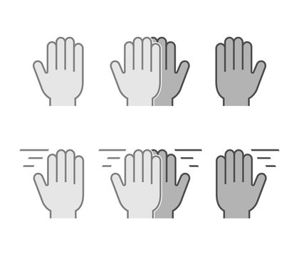 Modern set flat icons high five. Vector symbol line high five. Black friendly high five.