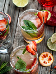 Strawberry mojito cocktail